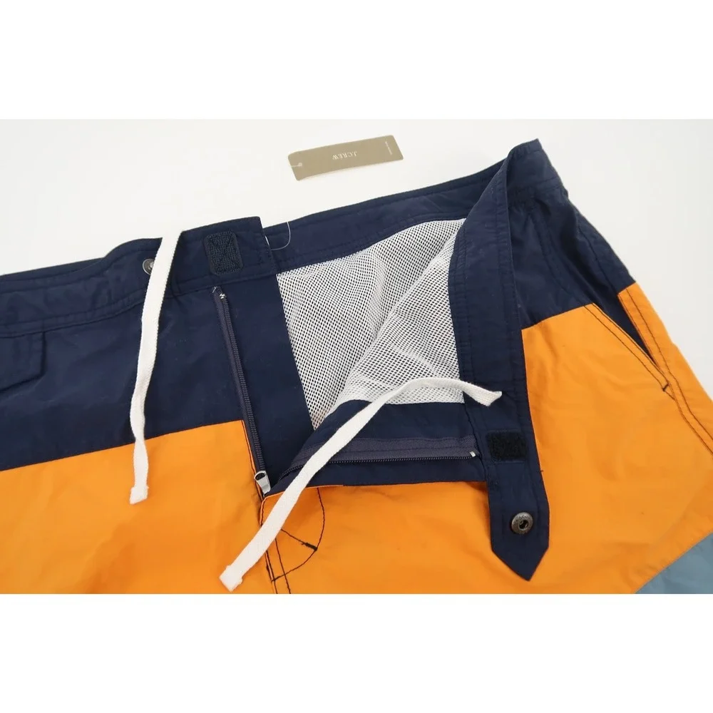 J. Crew Mens 38 Swim Trunks Blue Color Block Nylon Mesh Lined 6